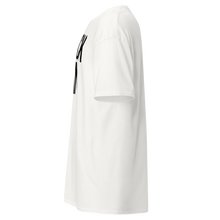 Load image into Gallery viewer, black-man-white-unisex-text-logo-tee