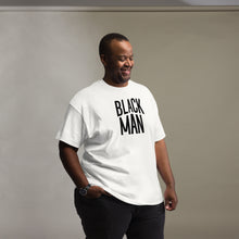 Load image into Gallery viewer, BLACK MAN - White Unisex Text Logo tee