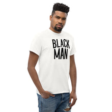 Load image into Gallery viewer, BLACK MAN - White Unisex Text Logo tee