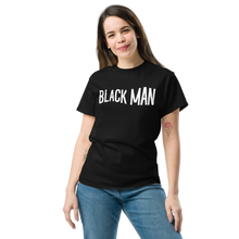 Load image into Gallery viewer, black-man-black-unisex-text-logo-tee
