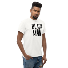 Load image into Gallery viewer, black-man-white-unisex-text-logo-tee

