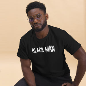 BLACK MAN - Black Unisex Text Logo tee