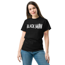 Load image into Gallery viewer, BLACK MAN - Black Unisex Text Logo tee
