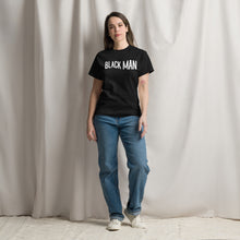 Load image into Gallery viewer, BLACK MAN - Black Unisex Text Logo tee
